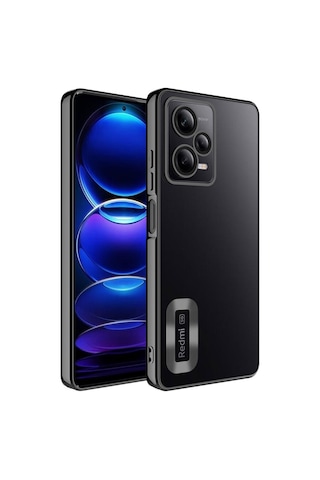 Xiaomi Redmi Note 12 5g Kılıf Kamera Korumalı Logo Gösteren Zore Omega Kapak Siyah