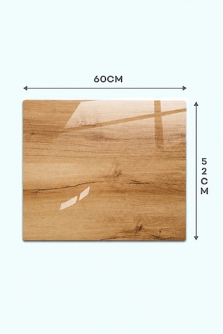 Gökçeoğlu Cam Ocak Arkası Koruyucu Cam Koruyucu Tezgah Ankastre Arkası Doğal Ahşap Temalı 52cm X 60cm Kahverengi