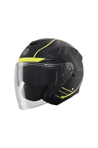 Scoyco Of-669 Cavalry Güneş Vizörlü Açık Yarım Kask Mat Siyah - Neon