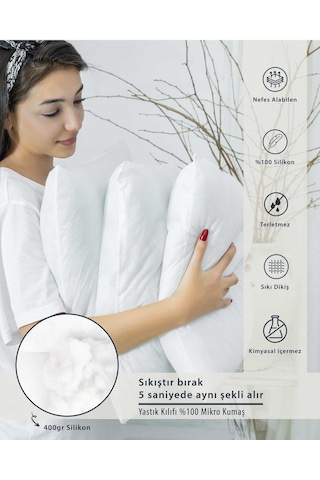 50 X 50 cm Beyaz Turkıshrug Kıngdom 4 Adet %100 Saf Silikon İç Yastık Dolu Kırlent, Dayanıklı , Nefes Alabilir Ve Yumuşak