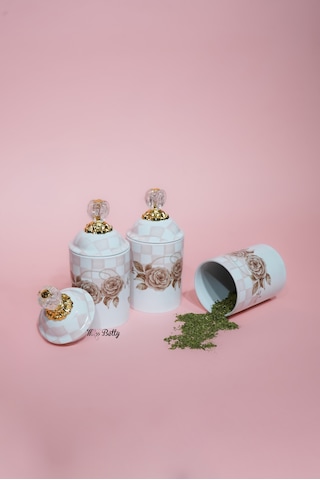 Rosadora 3'lü Porselen Baharatlık Seti Kapaklı Modern Mutfak Baharat Takımı Pembe