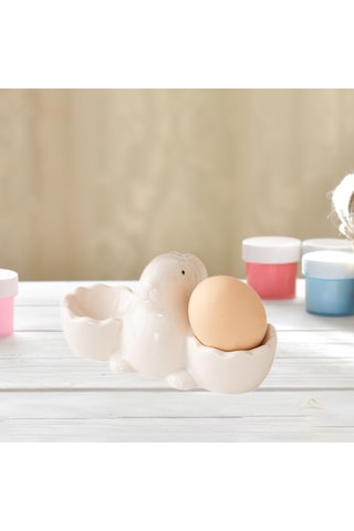 Suntek Seramik Yumurta Kupası Masa Tepsisi Ev Dekoru Beyaz