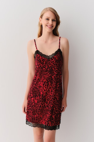 Suwen Splendid Gecelik Sh2623361395 Kırmızı Desenli