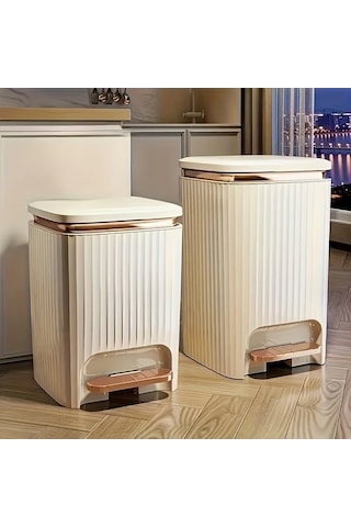 Fastbuy Challenger 2025 Yeni Model Büyük Kapasiteli Beyaz Pedallı Çöp Kovası Mutfak Oturma Odası Banyo Kullanımı Beyaz