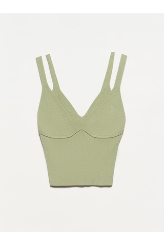 Dilvin Çift Askılı Triko Atlet  Haki