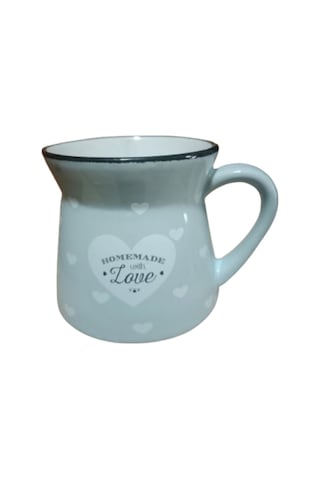 Seramik Kulplu Bardak Kalpli Desen Renli 250 Cc - Mavi Mavi