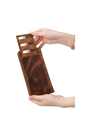 Mft Leather Hakiki Deri Kartlıklı Unisex Cüzdan Lilyum 7286 Crazy Taba