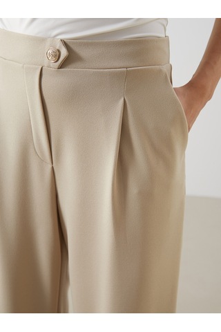 Lcw Vision Bej Loose Fit Krep Kadın Pantolon