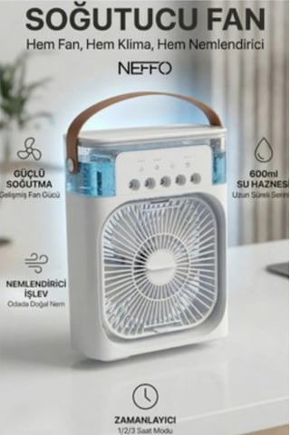 Bf-07 Taşınabilir Beyaz Masa Üstü Rgb Led Işıklı Soğutucu Buzlu Fan