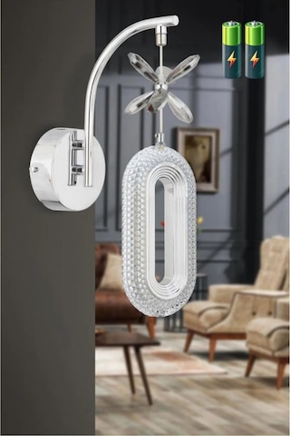 Ciela Model Krom Kaplama Oturma Yatak Mutfak Çocuk Odası Duvar Led Pilli Aplik Krom