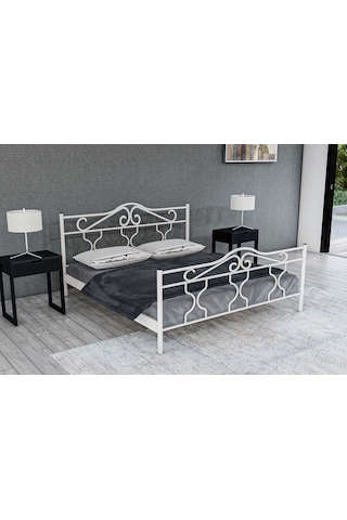 Metalia Gm 301 Gold Çift Kişilik Metal Karyola Beyaz 150X200