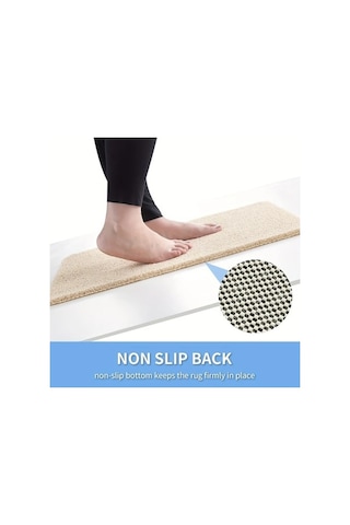 Trendooze Hızlı Kuruyan Kaymaz Banyo Paspası - 24x16 İnç Pvc Bej Renk Sunshine022 Bej