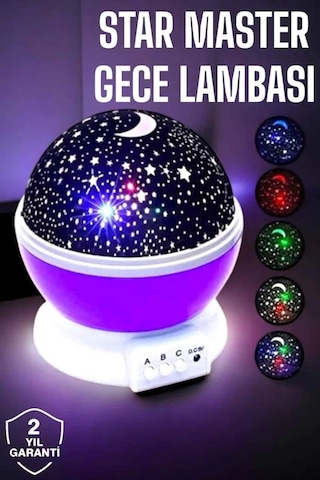 Çocuklara Özel Yıldızlı Gece Lambası Çok Renkli
