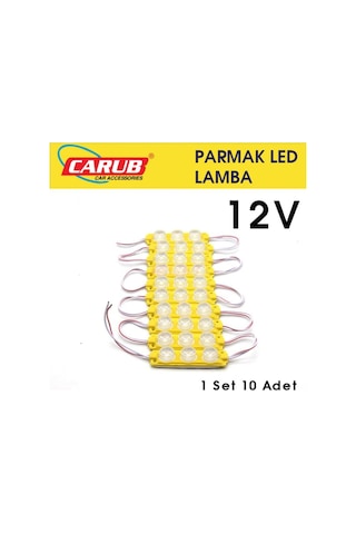 Carup Camlı Parmak Led Lamba Sarı 12 Volt Su Geçirmez 10,lu 3m Bantlı Kesilebilir Br0409938
