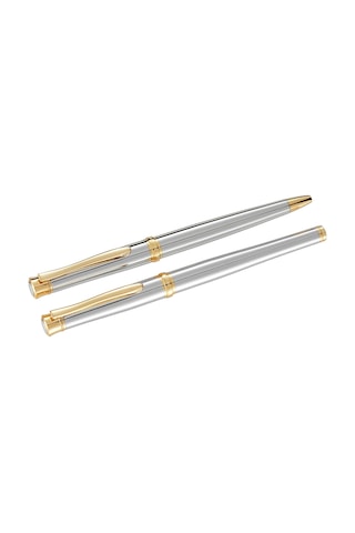 Steelpen Lemans Serisi 813 Krom Gold Roller Kalem+tükenmez Kalem Çok Renkli