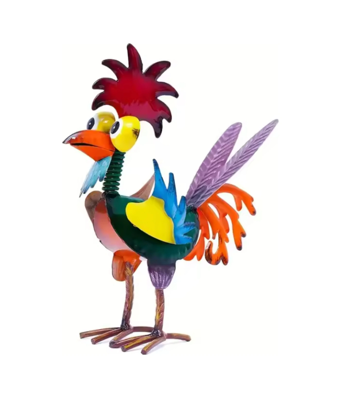 Xiyyadms Yeşil Metal Demir Çelik Horoz Figürü - Bahçe Çimenliği Ve Ev Dekorasyonu Sanat Eseri 21x17x8 Cm