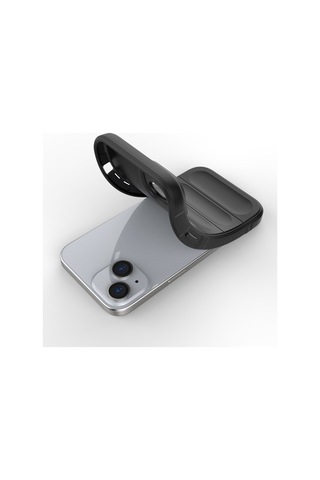 Vendas Apple iPhone Uyumlu 15 Kılıf Esnek Tpu Oyuklu Arka Yüzey Zore Etnik Silikon Kapak + Hayalet Ekran Koruyucu Siyah