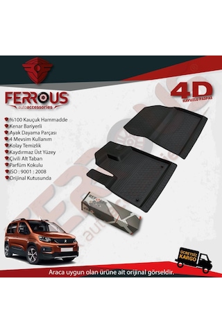 Ferrousauto Peugeot Rifter Ön Kabin Refref 4D Paspas 2019 ve Üstü Siyah
