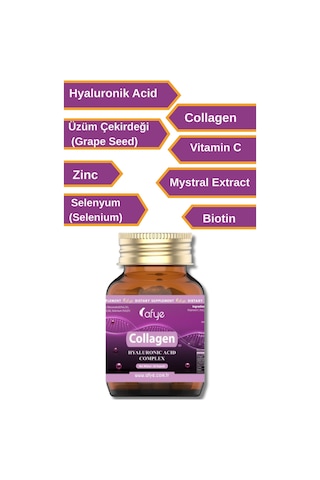 Afye Collagen Kolajen Hyaluronic Acid Complex 60 Bitkisel Kapsül