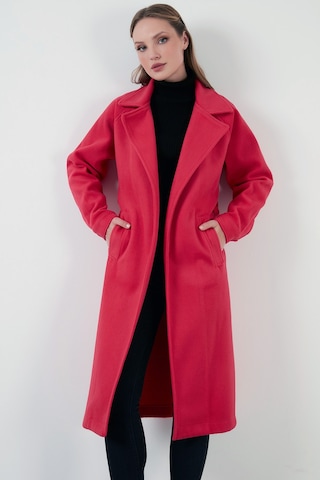 Lela Oversize Kemerli Cepli Kışlık Bayan Kaban 42190454 Fuşya