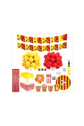 Taraftar Sarı Kırmızı 24 Kişilik Full Doğum Günü Seti