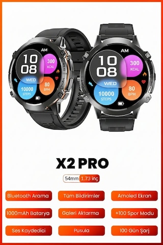 Arvonx Watch X2 Pro 1.73" 54 MM Akıllı Saat (İthalatçı Garantili)