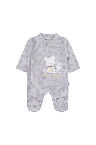 Minidamla Baby Minidamla Kız Ayı Tavşan Nakış Fermuarlı 1-6 Ay Tulum Gri
