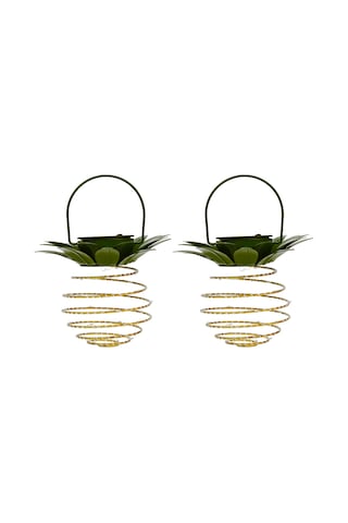 Springsun 2'li Paket Ananas Şekilli 24 Led Güneş Enerjili Bahçe Aydınlatma Lambası - Su Geçirmez & Otomatik Açma/kapama