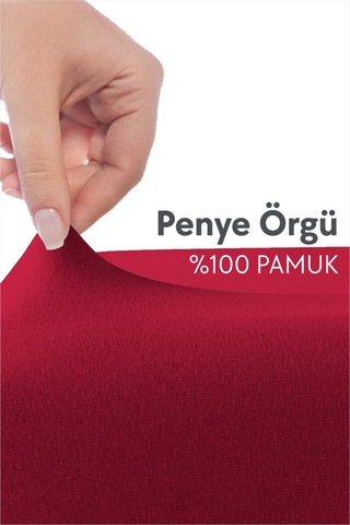 Calmera %100 Pamuk Penye Lastikli Çarşaf Tek Kişilik 90x190 - 100x200 - 120x200 Kırmızı