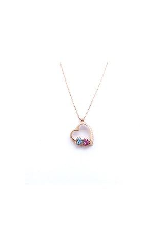 Ferizz Zirkon Taşlı Rose Kalp Şekilli Gümüş Kolye Gk-307