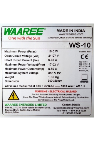 Ithal 10 Watt Güneş Paneli