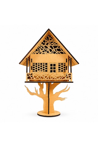 Tree House Ağaç Ev 3d Ahşap Maket 15 Parça Lazer Kesim Mdf Kolay Montaj Koleksiyonluk Puzzle
