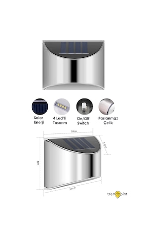 Technojet 1adet Solar Metal Tek Taraflı Aplik Duvar Lambası Dekor