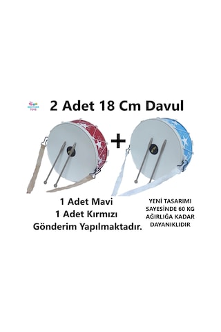 2 Adet Oyuncak Çocuk Davul 23 Nisan Gösteri Davulu 18 Cm.