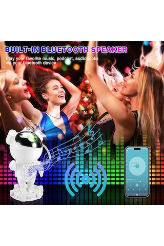 Galaksi Projeksiyon Gece Lambası Yıldız Ay Çocuk Odaları İçin Bluetooth Müzik Özellikli