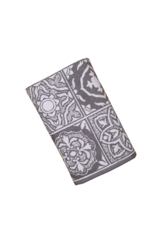 Baveno Pamuk Jakarlı 100X150 Banyo Havlusu-Gri-Krem