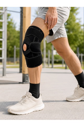 Trendexa Mey İthalat Patella Destekli Ligamentli Dizlik Ayarlanabilir Cırtlı Silikon Pedli Diz Desteği
