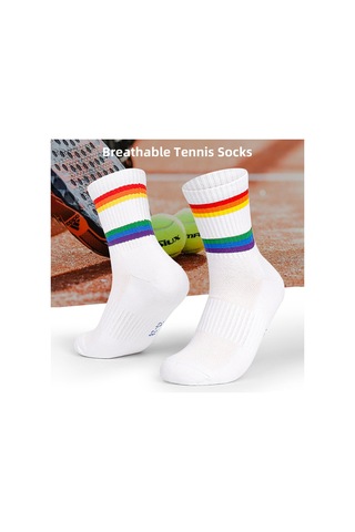 Folinda Erkek Tenis Çorapları Ağ Desenli - 25-28 Beden, Pamuklu, Nem Emici, Spandex İçerikli Beyaz