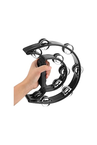 Midex Tf-26bk Çift Sıra 10 Zilli Siyah Tef Tamburin El Kavrama Aksamlı