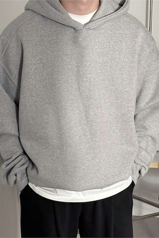 Tarz Cool Erkek Kapüşonlu Oversize Sweatshirt Gri