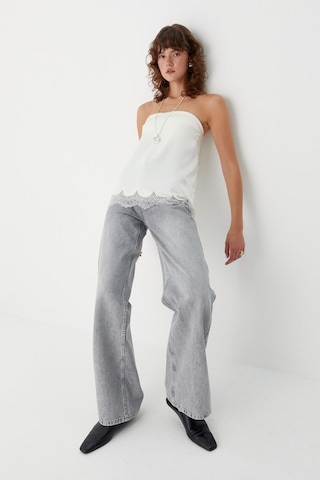 Wide Leg Denim Pantolon Gri Gri