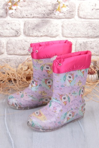 Fort 7061 Pembe Uniko Figürlü İçi Peluşlu Su Geçirmez Kız Çocuk Kar Yağmur Çizmesi Pembe