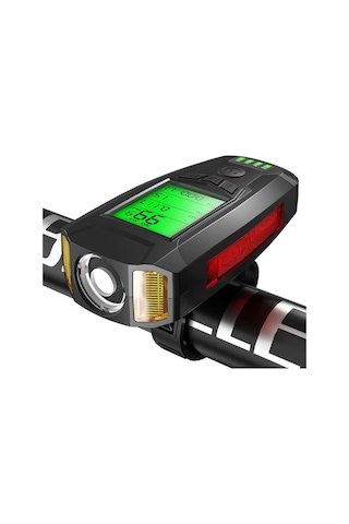 Exeo Led Bisiklet Ön Işığı Far 5 Modlu Alarm Korna Su Geçirmez Siyah