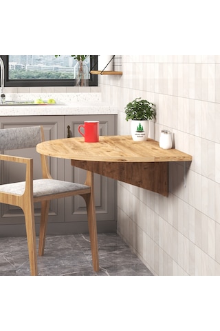 90x60 cm Çam MDF Yuvarlak Açılır Kapanır Duvara Monte Masa
