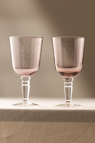 Rita El Yapımı Kendinden Renkli 2'li Kadeh Seti Mor 330 Cc Renkli