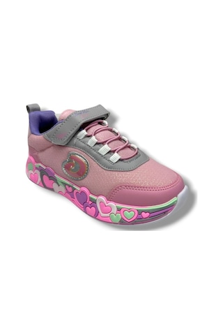 Deep Kids 025-26 Anorak Kalp Desenli Anatomik Cırtlı Kız Çocuk Sneaker Pembe Gri Pembe