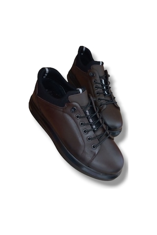 Growish Gr0224 Hakiki Deri Günlük Kullanım Kahverengi Erkek Sneaker Ayakkabı Kahverengi