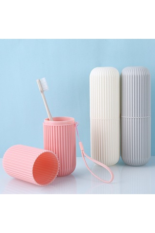 Xurunkeji Taşınabilir Diş Fırçası Seti Kılıfı Diş Macunu Bardak Tutucu Koruma Saklama Kutusu Seyahat Düzenleyici Saklama Kapağı Beyaz Beyaz