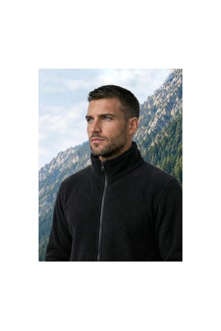 Givoria Erkek Kışlık Fermuarlı Cepli Polar Hırka Outdoor Siyah Siyah