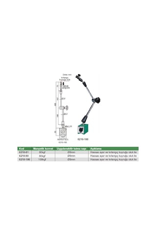 Insıze 6210-80 Manyetik Ayak